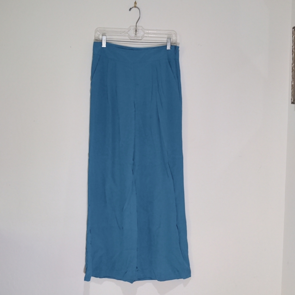 100% Silk Trina Turk High Waist Wide Leg Dress Pants Size 4